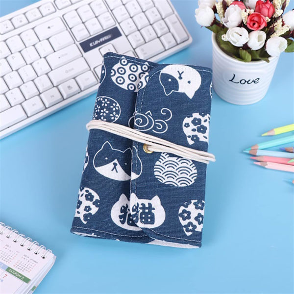 [RM]Circular Needle Case for Storage, Compact Empty Circular Needle Pouch, Circular Needle Holder with 11 Transparent Zipper Pockets Blue