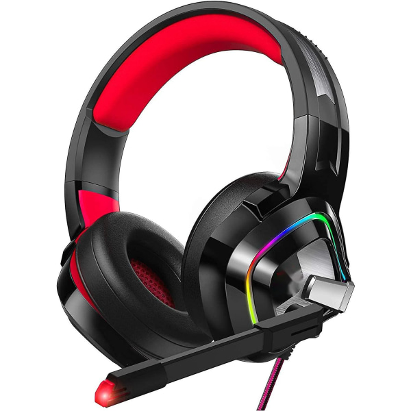 Gaming Headset För Ps4, Ps5, Xbox One, Pc, Trådbundet Over Ear Hörlurar Med Brusreducerande Mikrofon, Led Rgb Ljus, Surroundljud För Bärbar Dator