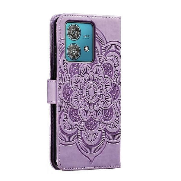 [RM] Lædertelefonetui til Motorola Edge 40 Neo Purple