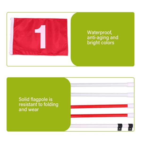 [RM]Golf Pin Flags Hole Cup Set Golf Practice Putting Green Flags and Hole Cup