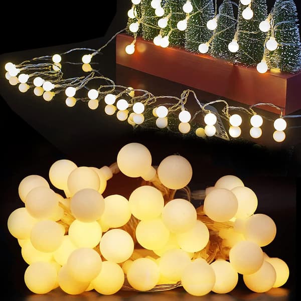 [RM]10m String Light Warm White 80 LED Battery Operated LED String Light, Christmas String Light, Indoor and Outdoor Mate's Christmas balls