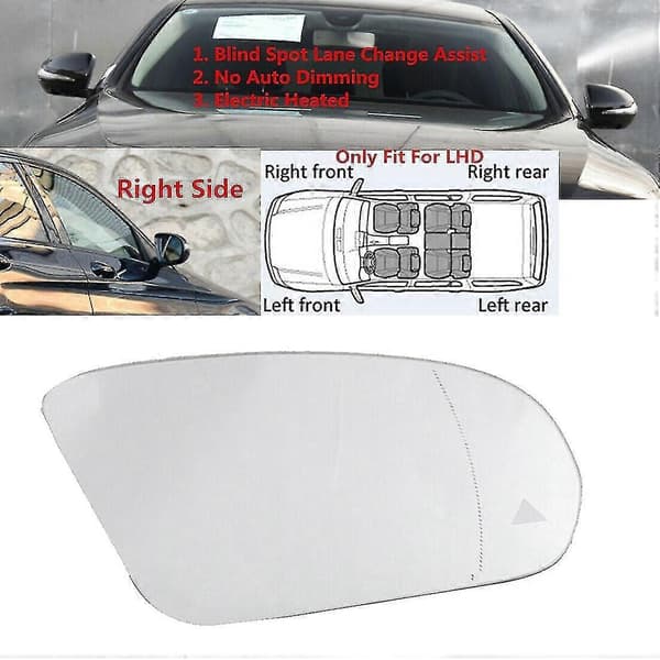 [RM]Right Side Mirror Glass with Blind Spot and Heating Compatible with - C,e,s,glc Class W205 W222 W213 X253 20