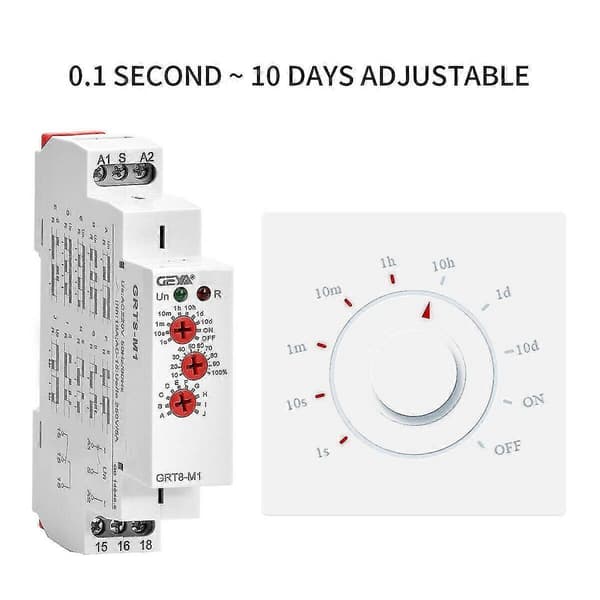 [RM]Geya Grt8-m1 On Off Time Delay Relay 16a Ac/dc12v-240v Multifunctional Din Rail Automatic Timer Relay [DB]