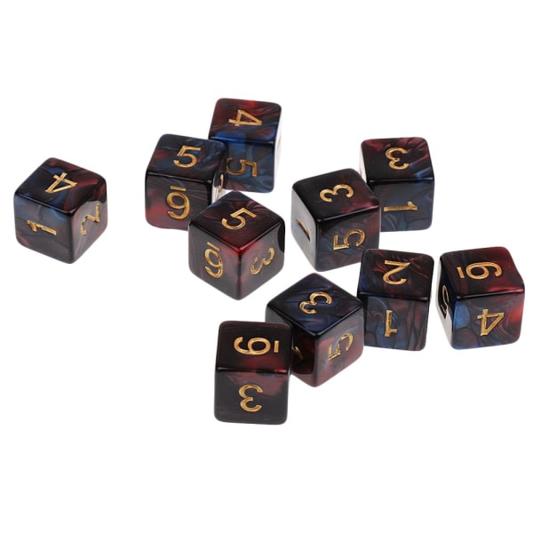 10 st 6-sidiga tärningar d6 polyedriska tärningar för dungeons and dragons bordsspel blå röd