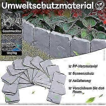 Græskant Plastik Havekant Kanter Sten Effekt Plantebord Hegn (10 stk, Grå)