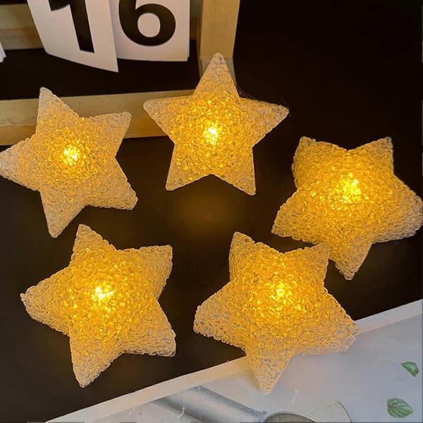 [RM]Håndholdt LED-lys Stjerneformet Natlys Blød Varm Glød Danseprop til Børnefestforestilling Yellow 6pcs