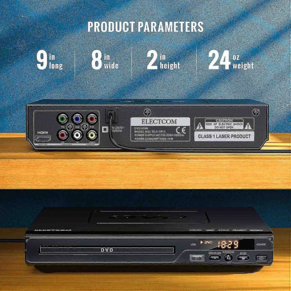 [RM]DVD Player for TV, Blue Ray DVD Player with Remote Control, HDMI Cable (Includes Cleaning Cloth) - WELLNGS