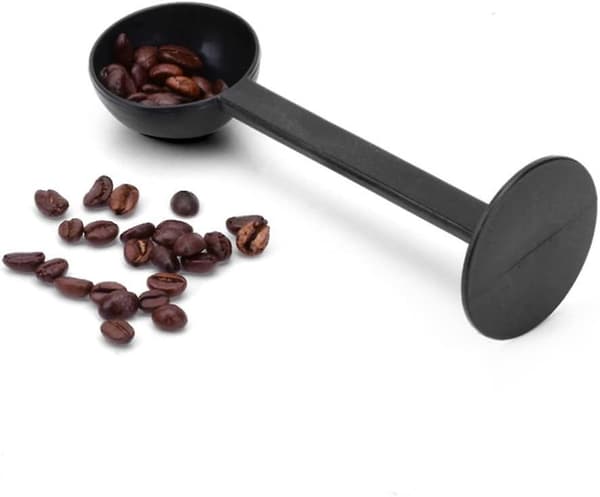 2x Espressokaffeskje med stamper, måleskje 10g i sort