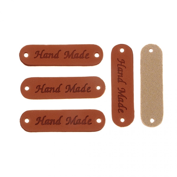 20 st Retro Syntetisk PU Läderetikett DIY Syetikett Handgjorda Applikationer Brun
