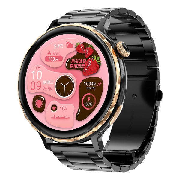 T21 1,32" Ips-skärm Smart Watch Bluetooth Call Vattentät watch med pulsmätning Black Silicone Strap