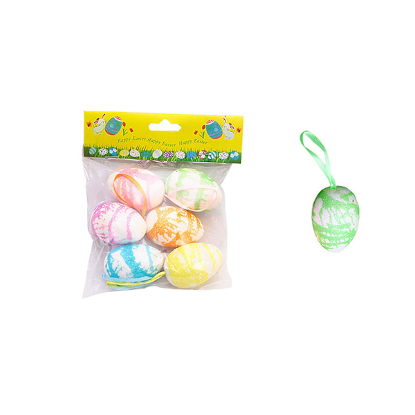 6 st Färgglada Målade Påskägg Hängande Ornament för DIY Hantverk Heminredning Nya C