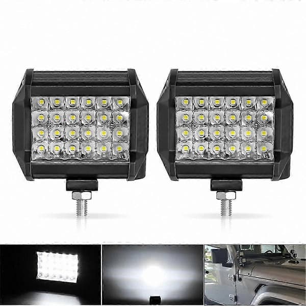2st 4-tums LED-ljusramp 72W, 12V 24V Vattentät Spot Flood Combo Beam för Lastbil SUV Traktor Båt Terräng