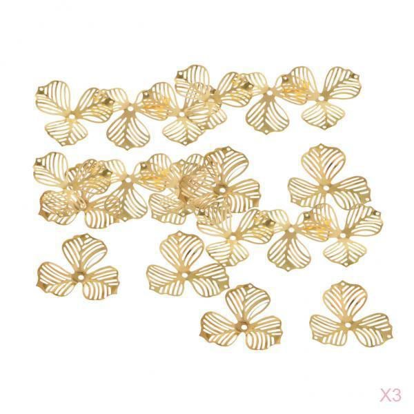 60x metallpärlhattar filigran blomskivor hängsmyckeskomponenter - guld