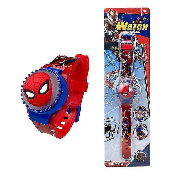3D Tecknad Barnklocka med Blinkande Lampor och Snurrande Topplock Spiderman