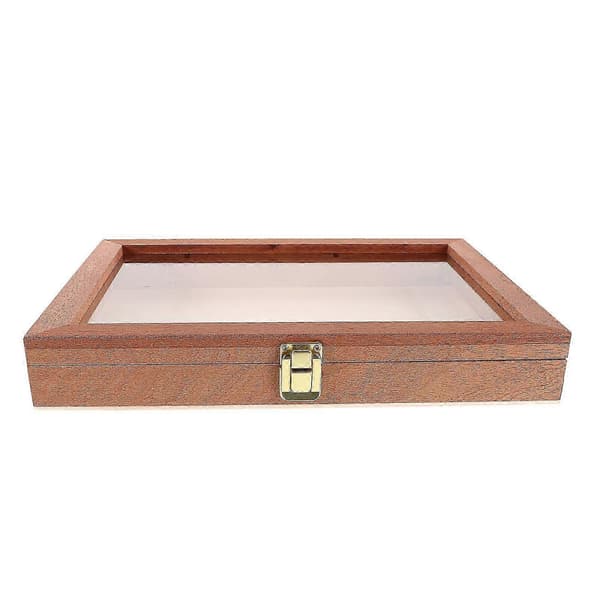 [RM]2026 Egnet Prøveboks Rektangulær Træopbevaringsboks Til Tørrede Blomster Og Sommerfugleprøver Lysebrun 31.00X22.00X4.50CM Display 1Pakke