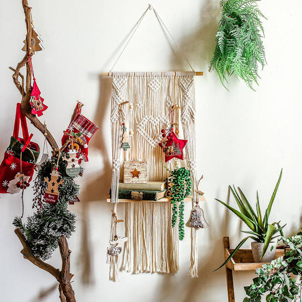 Enkel Macrame Väggbonad Gardin - Boho Väggtapet - Bohemisk Macrame Gardin för Vardagsrum, Sovrum, Barnrum, Fönster, Bröllopsbakgrund