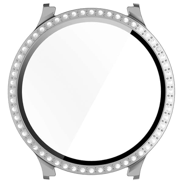 PC-klockfodral med strassdekor och integrerat härdat glas för Samsung Galaxy Watch7 40mm Electroplating Silver