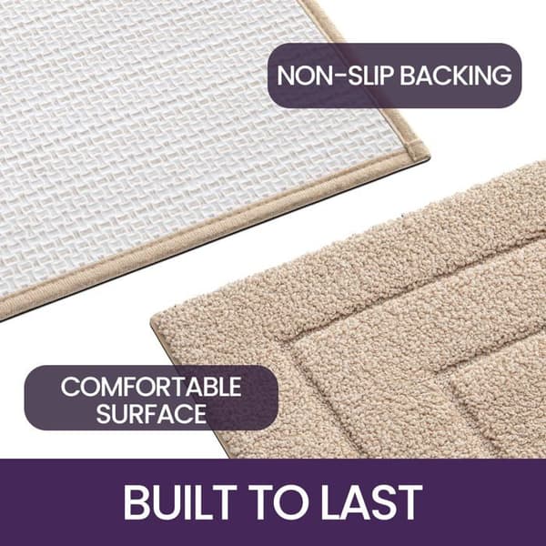 Sklisikker mikrofibermatte, 50 x 80 cm, maskinvaskbar, egnet for dusjrom og badekar, beige.