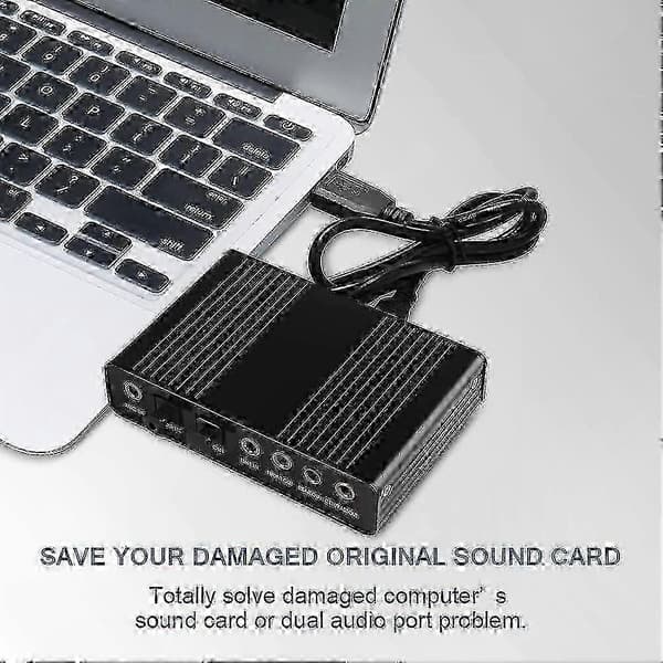 6-kanals 5.1 Surround USB 2.0 Ljudadapter med Optisk S/PDIF för PC Laptop Inspelning