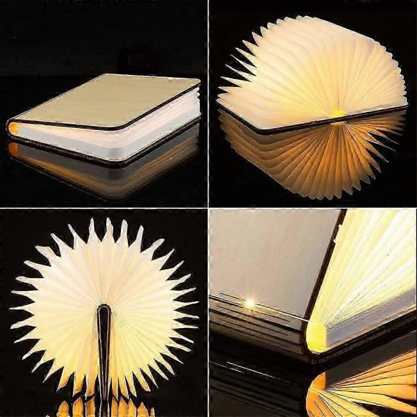 [RM]LED Treboklys, Magnetisk Sammenleggbart Boklys, USB Oppladbart LED Papirlys, Dekorativt Lys