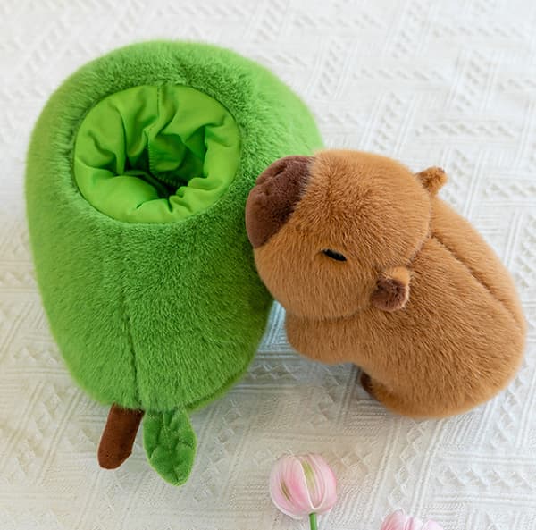 [RM]Capybara in Avocado Plush Soft Stuffed Animal Hide in Plush Pillow 35cm