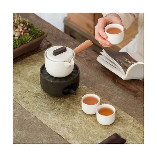 Ceramic Teapot Warmer with Spoon Coffee and Tea Warmer with Candle Holder for Heating Coffee Warmer