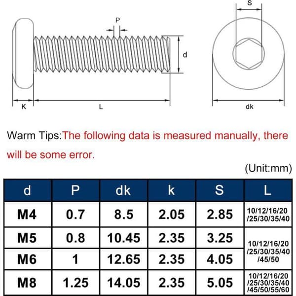 M6x20 mm Flat Head Hex Screws, 20-pack in A2 Stainless Steel, Hex Flange for Robust Fastening
