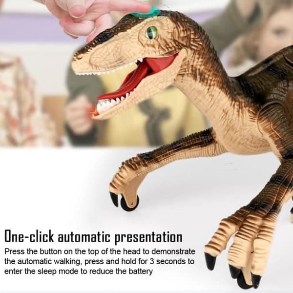 [RM](Brown) Remote Control Toy - Brown - Dinosaur - Sound and Light - Large - Plastic Brown