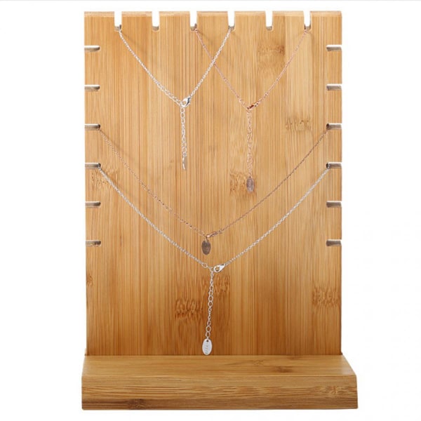 Massivt trä Halsband Hänge Smycken Display Förvaring Organizer Board Svart