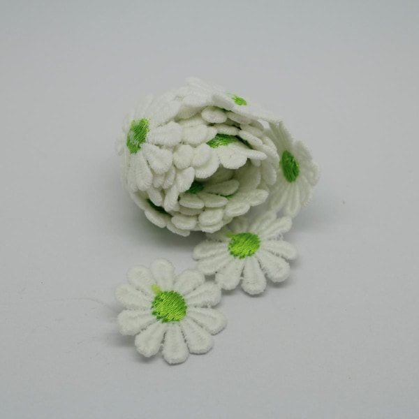 Stycken 1 Yard Daisy Flower Broderad Applikationsband Spetskant Syhantverk