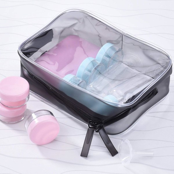 5-pack genomskinlig bärbar kosmetisk sminkväska Pvc-dragkedjeförsedd toalettpapper för semester, badrum och organisering (liten, genomskinlig)