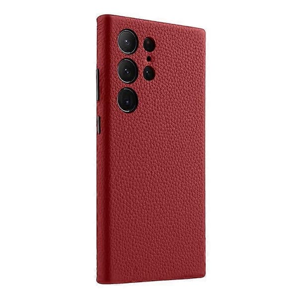 [RM]MELKCO Kompatibelt etui til Samsung Galaxy S24 Ultra i ægte okselæder + PC-cover Red