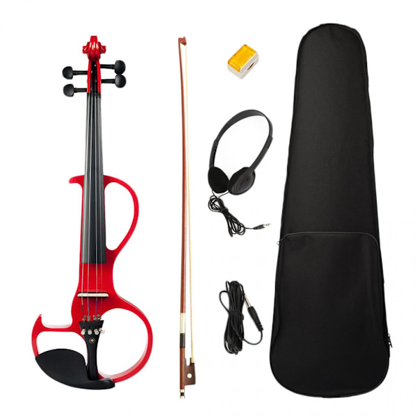 Set med 4/4 Fullstorlek Tyst Elektrisk Violin Handskuren Kropp i Lönnträ