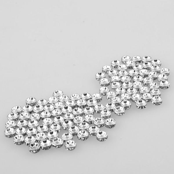 100 st Runda Rondell Mellanpärlor För Smyckestillverkning Hantverk Silver 6mm