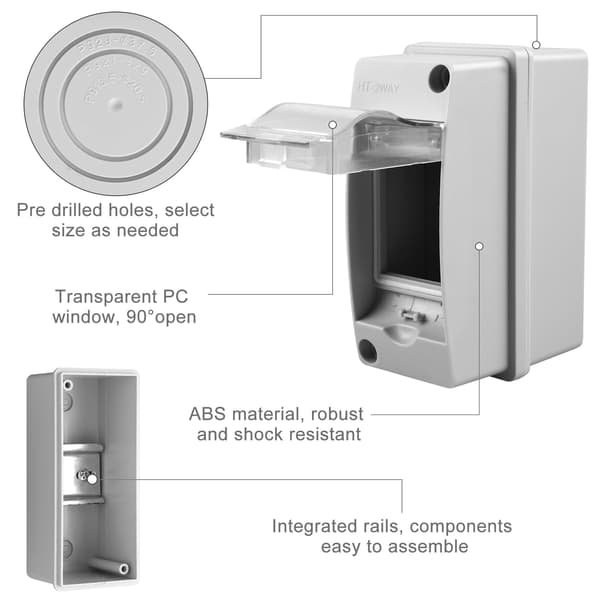 [RM]Outdoor Waterproof Electrical Junction Box: IP65 1-Gang Electrical Panel Waterproof Electrical Junction Box 2-Gang Electrical Junction Box for Wall Switch.