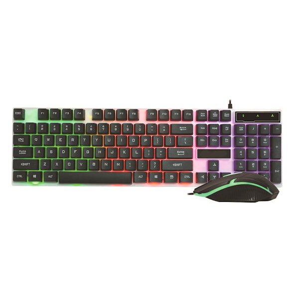 USB trådbundet tangentbord och mus-paket för skrivbord med RGB-bakgrundsbelysning