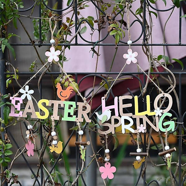 Hello Spring Påsk Bokstav Trä Hängande Hänge Hem Party Festival Dekoration Ornament Hello Spring