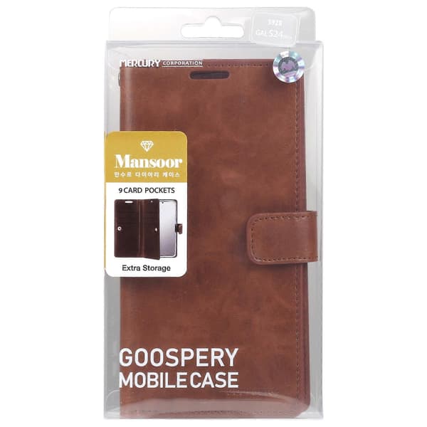 GOOSPERY MANSOOR DIARY Läderfodral med 9 kortfack Brown For Samsung Galaxy S24 Ultra 5G