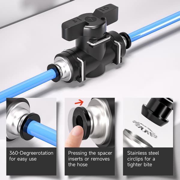 [RM]10 stk. 8 mm Sort Direkte Luftstrømskontrol Pneumatisk Kugleventil Pneumatisk Fitting