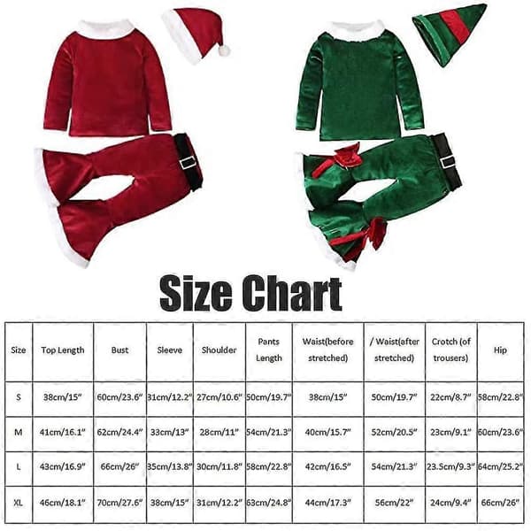 Barn Julkläder Set Långärmad Utsvängda Byxor Sammet Tomtedräkt 4 delar Set För Baby 2-5 År Present size 1