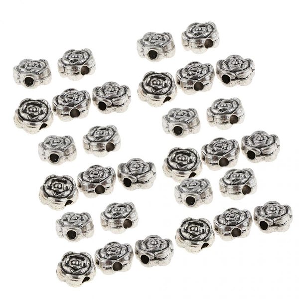 50 Stycken Smyckestillverkning Distanspärlor Legering Armbandsberlocker Rosformade Fynd