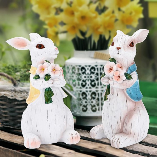 Påskhare Söt Kanin Figurin Söt Resin Figurin Hantverk Miniatyr Festtillbehör Gåvor Heminredning För Trädgård Gård Gräsmatta