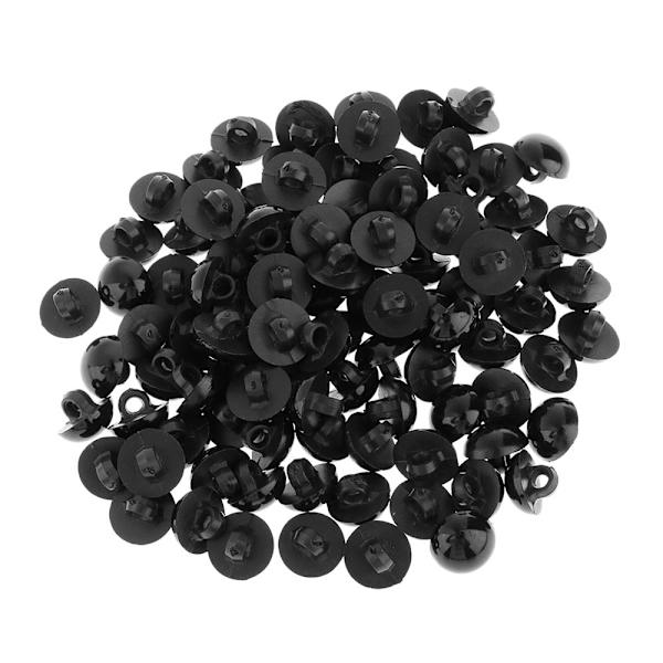 100 st Svampformade Kupolknappar Sömnad Djurögon Docka DIY Hantverk Svart 12mm