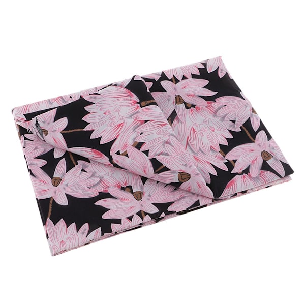 Blommig bomullstyg, sömnadsmaterial, japansk svart lotus, 1 meter