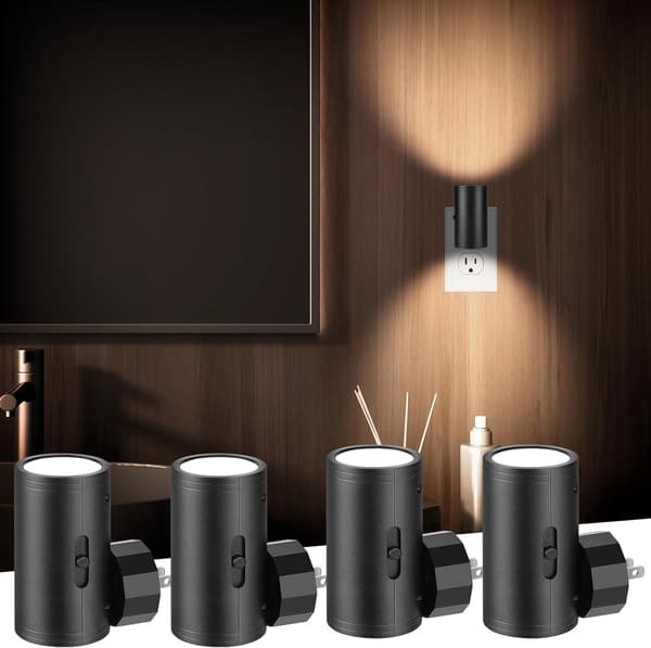 [RM]Plug-in Night Lights, 4-pack, Dusk-to-Dawn Sensor, Dimmable 5-300 lm 2700K 4 pieces