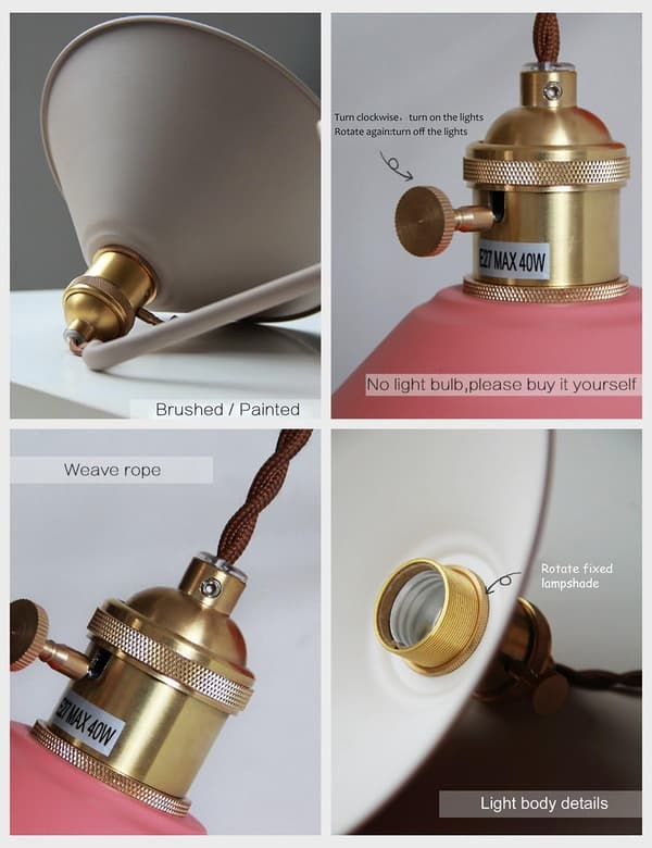 [RM]Wall lamp with switch, White Macaron Wall Lamp E26 Edison Copper Lamp Holder with Frosted Painted Body Bedside