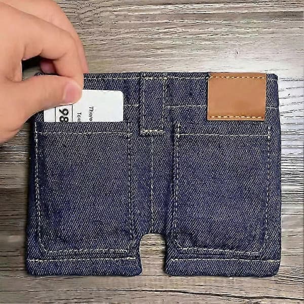 Mini Jeans Pung Kompakt og Let Stilfuld Denim Lille Kortholder