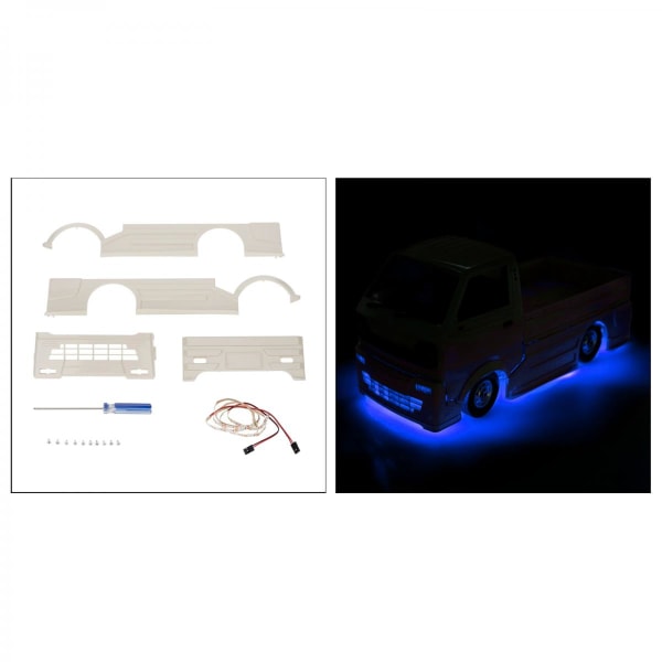 RC-bil Kaross Omslutande För WPL D12 4WD Simulerings RC Driftbil Delar Med Blått Ljus