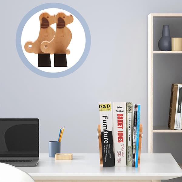 [RM]Bokstöd Hunddesign Bokstöd i trä för hemkontor Studieböcker Dokument 2st