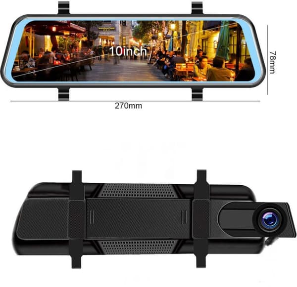 [RM]Rearview Mirror Camera and Backup Camera, Night Vision, G-Sensor, Loop Recording, Parking Assist, Parking Mode [1080P, 170° Front 720P, 150° Rear]